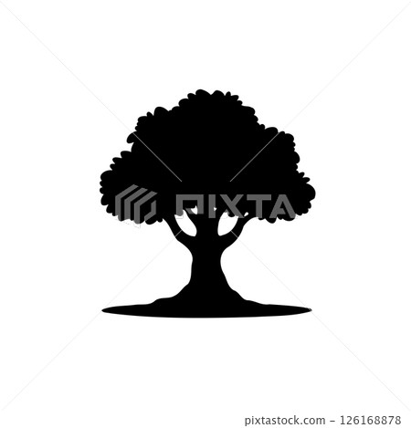 Monochrome Silhouette Tree: A Simple Graphic Representation of Nature's Essence 126168878