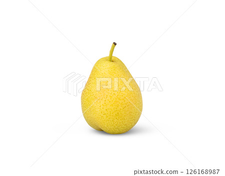One yellow pear isolated on white 126168987