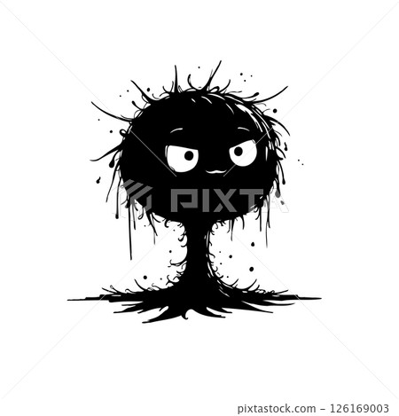 Whimsical Silhouette: A quirky cartoon character with sullen eyes and attitude 126169003