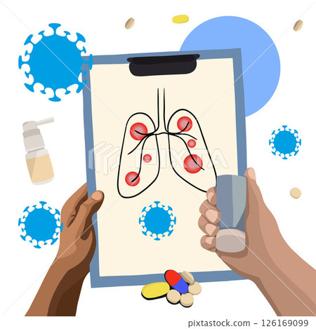 Vector isolated illustration of bronchial asthma treatment. Vector isolated illustration of bronchial asthma treatment. 126169099