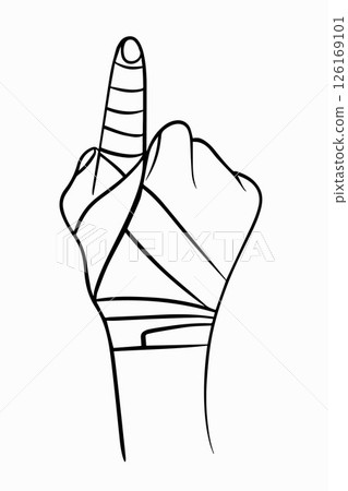 Vector isolated illustration of bandaging a finger. First aid for finger injuries. 126169101