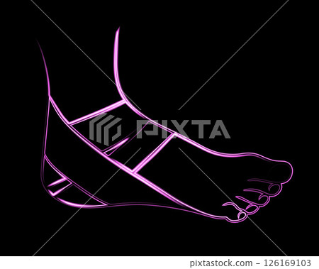 Vector isolated illustration of heel bandaging. First aid for heel injuries. 126169103