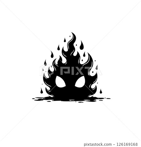 Silhouette Fiery Entity with Intense Gaze Conjuring a Spectral Black Flame Silhouette Fiery Entity with Intense Gaze Conjuring a Spectral Black Flame 126169168