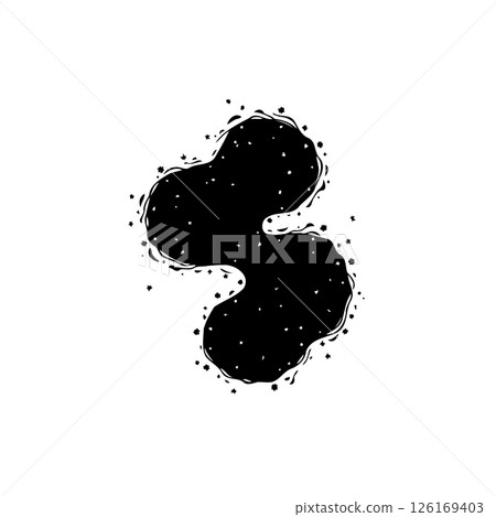 Abstract Cosmic Silhouette with Speckled Edges against a White Backdrop 126169403