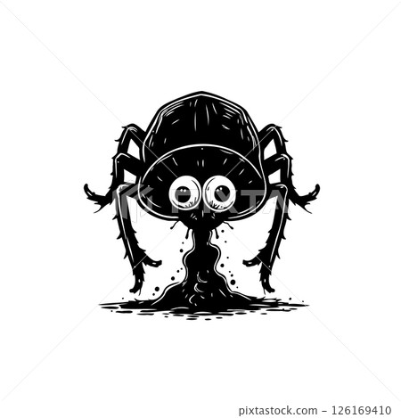 Whimsical arachnid illustration exhibiting surreal charm and cartoonish wonder 126169410