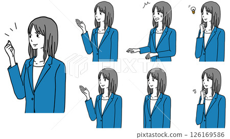 Illustration set of a woman in a suit 126169586