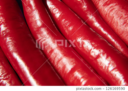 Background of red chili peppers. A lot of. Banner. 126169590