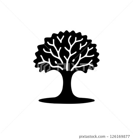 Minimalist Tree Silhouette Depicting Growth and Connection on a White Backdrop 126169877