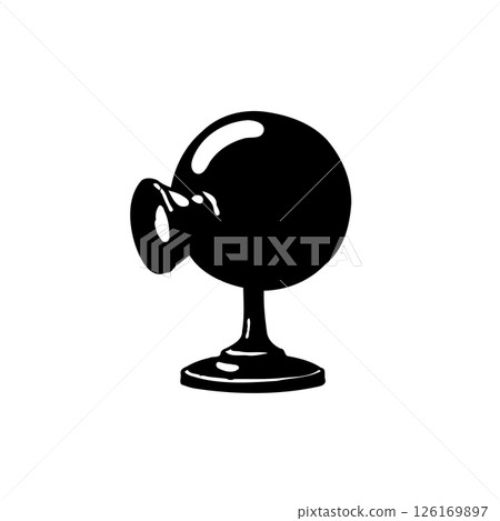 Stylized monochromatic representation of a vintage optical device with a spherical shape Stylized monochromatic representation of a vintage optical device with a spherical shape 126169897