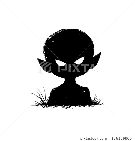 Eerie silhouette figure lurking from the shadows, simple monochrome design 126169906