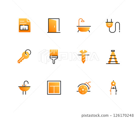 House remodeling and repair - set of line design style icons House remodeling and repair - set of line design style icons 126170248