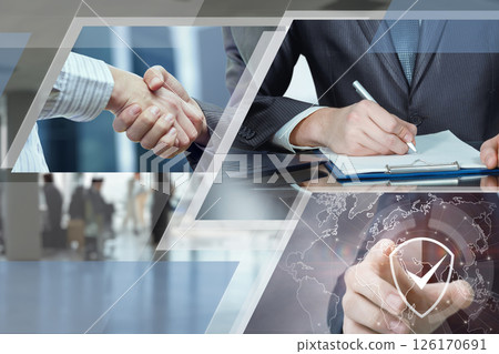 Business agreement and collaboration in the office. 126170691