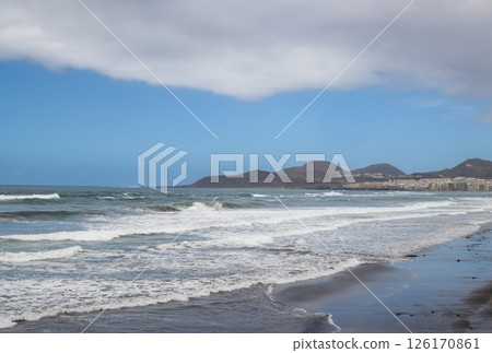 Atlantic ocean sand beach, Gran Canaria, Spain Atlantic ocean sand beach, Gran Canaria, Spain 126170861