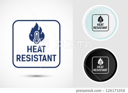Heat resistant icon design illustration, Heat resistant label sign symbol in color, black and white 126171058