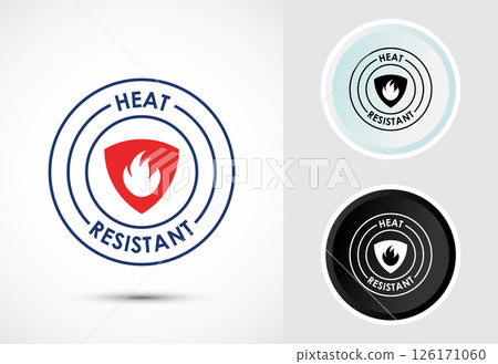 Heat resistant icon design illustration, Heat resistant label sign symbol in color, black and white 126171060