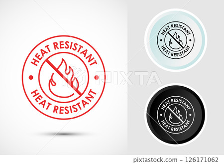 Heat resistant icon design illustration, Heat resistant label sign symbol in color, black and white Heat resistant icon design illustration, Heat resistant label sign symbol in color, black and white 126171062