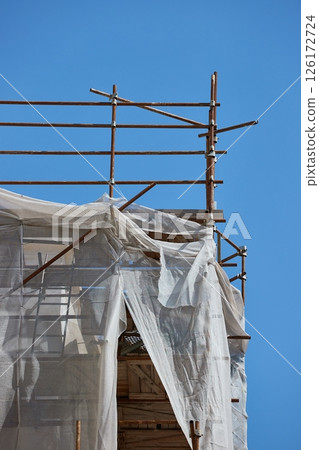 Scaffolding at a construction site Scaffolding at a construction site 126172724