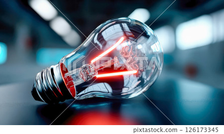 Conceptual image of a glowing brain inside a light bulb, symbolizing creativity, innovation, and intelligence 126173345