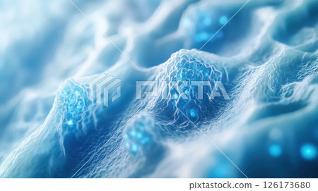 Abstract blue textured surface with glowing particles. 126173680