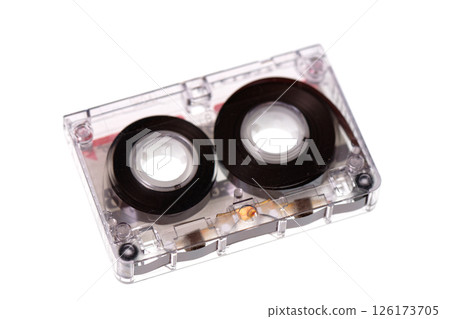 Retro audio cassette tape isolated on white background 126173705
