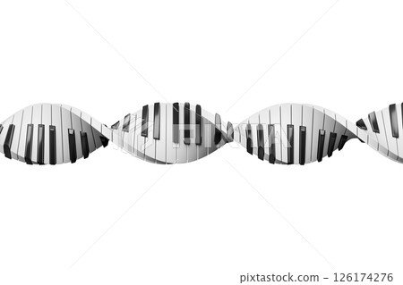 3d render of piano keys twisted in a form of DNA isolated on white 3d render of piano keys twisted in a form of DNA isolated on white 126174276