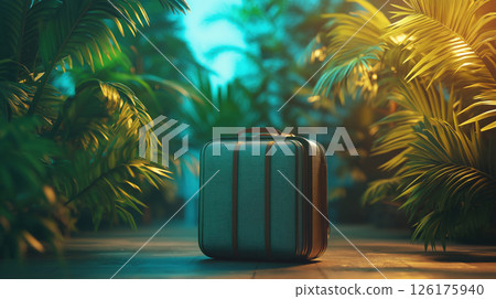 Travel Suitcase Surrounded by Tropical Greenery 126175940