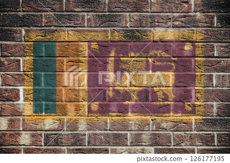 Sri Lanka flag on a brick wall background 126177195