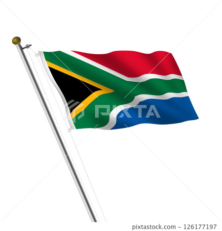 South Africa Flagpole 3d illustration South Africa Flagpole 3d illustration 126177197