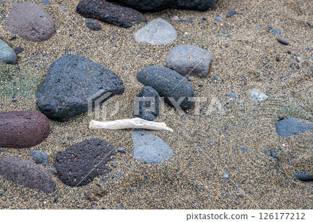 Stones on the beach near El Burrero on Gran Canaria Island, Canary Islands 126177212