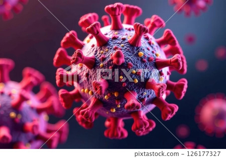 Beautiful viral infection close-up, virus, bacteria, 3d rendering 126177327