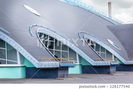 Modern pitched roof with interesting elements on it Modern pitched roof with interesting elements on it 126177540