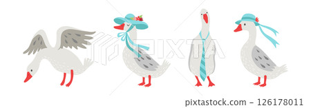 Grey Goose Character in Different Activity Vector Set 126178011