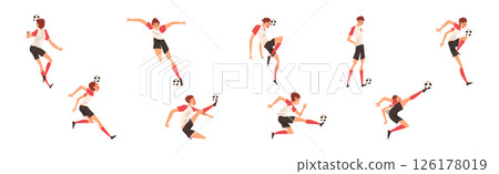 Man Football Player Play Sport Team Game Vector Set 126178019