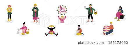 Kid Celebrate Easter Spring Season Holiday Vector Set Kid Celebrate Easter Spring Season Holiday Vector Set 126178060
