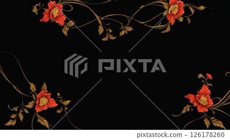 Red flower frame AI generated material Red flower frame AI generated material 126178260