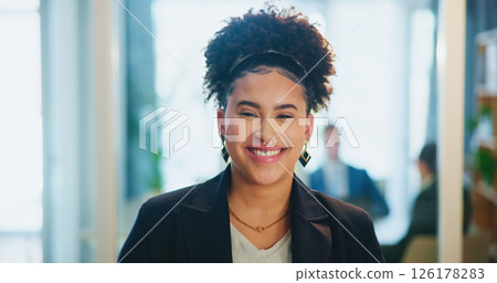 Smile, professional and portrait of businesswoman in office with confidence for creative career growth. Happy, face and magazine editor from Colombia with pride for agency development in workplace. Smile, professional and portrait of businesswoman in office with confidence for creative career growth. Happy, face and magazine editor from Colombia with pride for agency development in workplace. 126178283