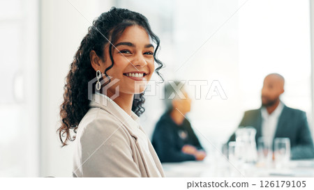Portrait, smile and business woman in office for ambition, finance and tax consultant coworking. Happy, professional employee and worker with confident accountant, corporate auditor and about us 126179105