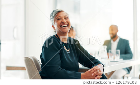 CEO, business and mature woman laughing in office for investment, venture capital and funny. Professional boss, executive and happy manager at work for private equity with experience for coworking CEO, business and mature woman laughing in office for investment, venture capital and funny. Professional boss, executive and happy manager at work for private equity with experience for coworking 126179108