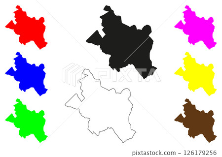 Etawah city (Republic of India, State of Uttar Pradesh) map vector illustration, scribble sketch Ishtikapuri map 126179256