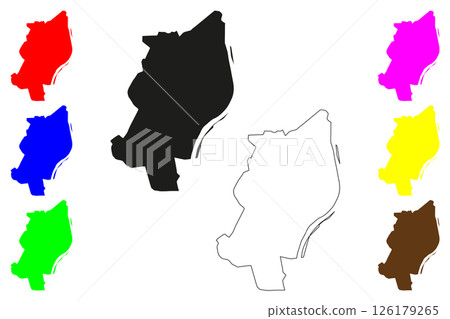 Gandhinagar city (Republic of India, State of Gujarat) map vector illustration, scribble sketch Gandhinagar map 126179265