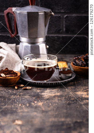 Coffee from date seed. Caffein free drink 126179270