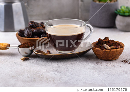 Coffee from date seed. Caffein free drink Coffee from date seed. Caffein free drink 126179276