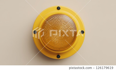 Yellow Warning Light on Beige Background Symbolizing Safety Precaution Yellow Warning Light on Beige Background Symbolizing Safety Precaution 126179619