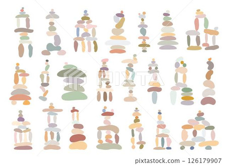 Zen stone cairns set simple hand drawn illustration clipart symbolizing balance, harmony, meditation, perfect minimalist concept for wellness, spa, relaxation, mindfulness, peaceful lifestyle themes Zen stone cairns set simple hand drawn illustration clipart symbolizing balance, harmony, meditation, perfect minimalist concept for wellness, spa, relaxation, mindfulness, peaceful lifestyle themes 126179907