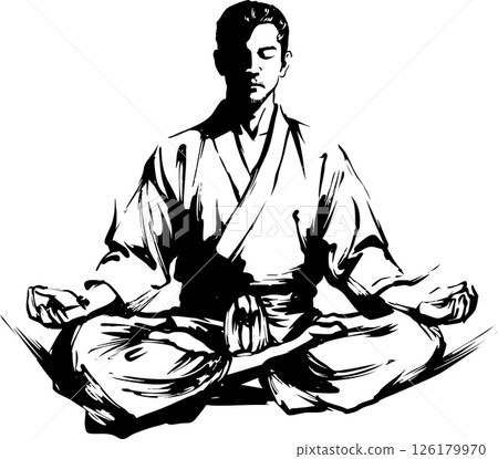 Zen meditation ink painting 126179970