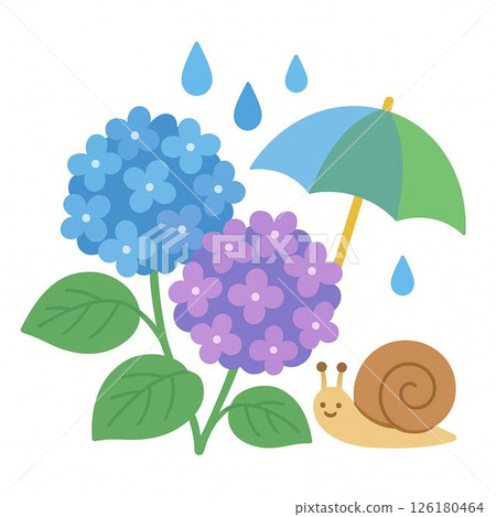 雨季的繡球花和蝸牛 雨季的繡球花和蝸牛 126180464