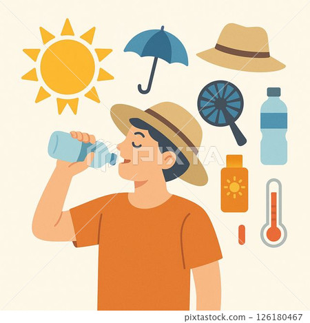 Preventive measures against heat stroke in summer 126180467