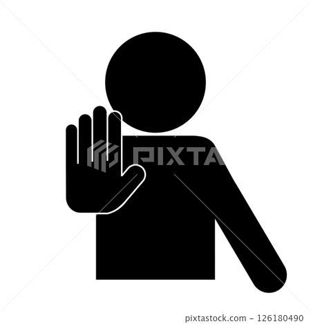 Pictogram of a person making a stop/prohibited pose with their hand 126180490