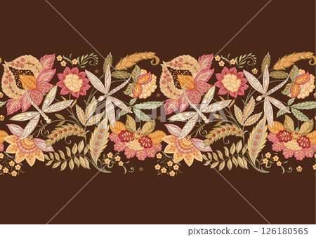 Fantasy flowers in retro, vintage, jacobean style 126180565