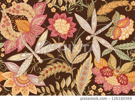 Fantasy flowers in retro, vintage, jacobean style Fantasy flowers in retro, vintage, jacobean style 126180569